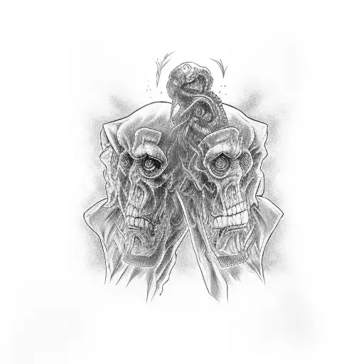 jekyll and hyde whole arm  tattoo design idea