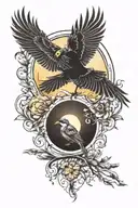 bird and sun set freedom love tattoo design idea