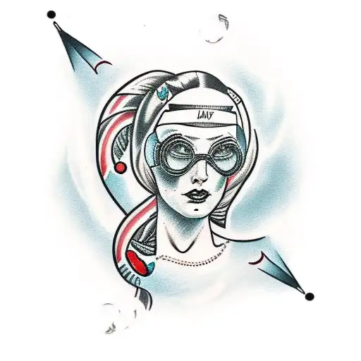 lady swimmer all body tattoo design idea