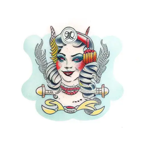 lady swimmer  tattoo design idea