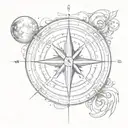 compass with moon  tattoo design idea