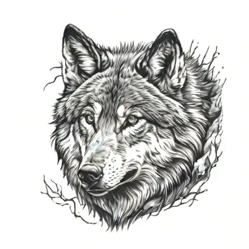 alpha wolf looking forward tattoo design idea