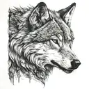 alpha wolf surrounded tattoo design idea