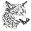 alpha wolf surrounded tattoo design idea