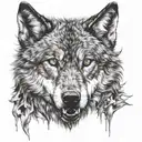 alpha wolf surrounded tattoo design idea