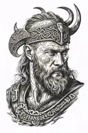 Ragnar Lothbrok from tv show Vikings, storm and old vikings ship and text "isaiah 7:15" tattoo design idea