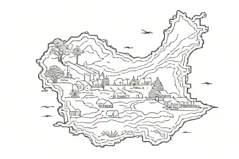 Lebanon country map outline tattoo tattoo design idea