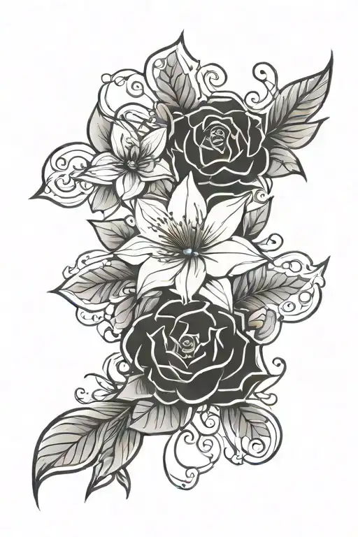 geometric floral patterns tattoo design idea