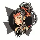 neo tribal anime girl tattoo design idea