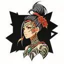 neo tribal anime girl tattoo design idea