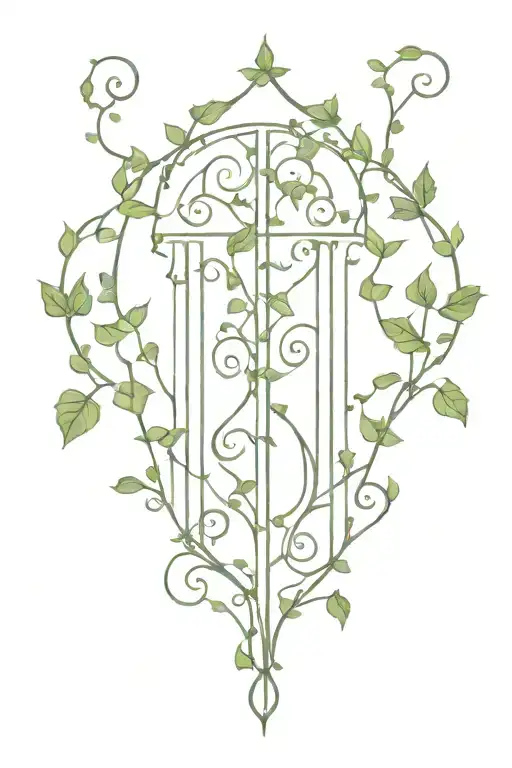 ivy vines shaped like Grecourt Gates tattoo design idea