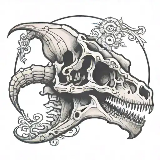 dinosaur skull tattoo design idea