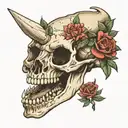 dinosaur skull with flowers  tattoo design idea
