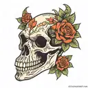 dinosaur skull with flowers  tattoo design idea