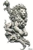 lion statue tattoo design idea