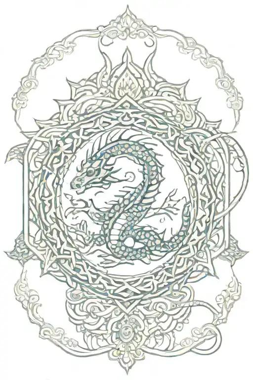mandala dragon yoga tattoo design idea