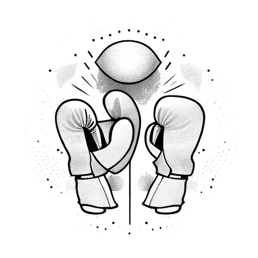 Boxing gloves surrounded by mystical symbols tattoo design idea