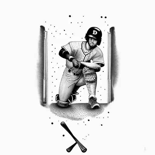 Dotwork Baseball Tattoo Idea - BlackInk AI