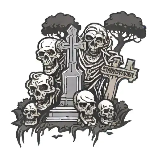 zombie cemetery tattoo design idea