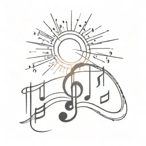 A sunrise tattoo with musical notes intertwined in the rays, symbolizing the harmony between music and nature tattoo design idea