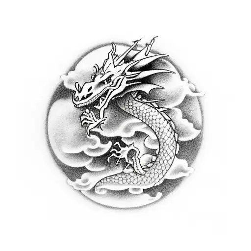 DRAGON IN THE CLOUDS tattoo design idea
