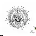 Hydra z 5 głowami, tułowiem węża, wijąca się wokół rózgi tattoo design idea