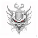 Hydra z 5 głowami, tułowiem węża, wijąca się wokół rózgi tattoo design idea