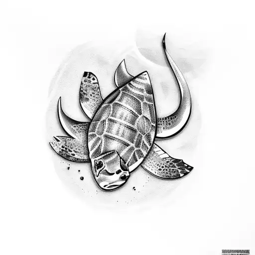 bull, snook fish and turtle tattoo design idea