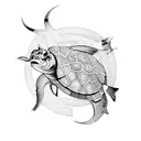 bull, snook fish and turtle tattoo design idea