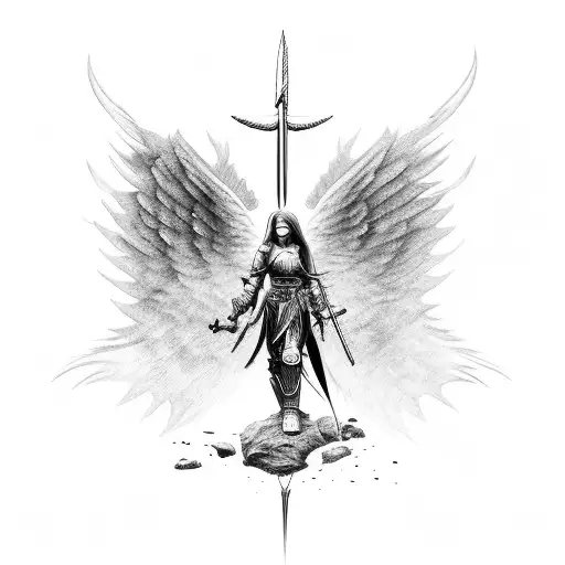 An angel warrior protecting my sister tattoo design idea