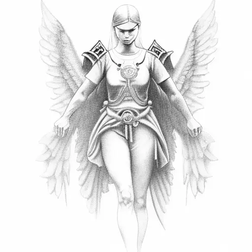 An angel warrior protecting my sister tattoo design idea