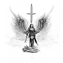 An angel warrior protecting my sister tattoo design idea