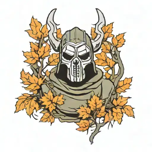 MF Doom Autumnal scene tattoo design idea