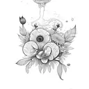 crânio com flores  tattoo design idea