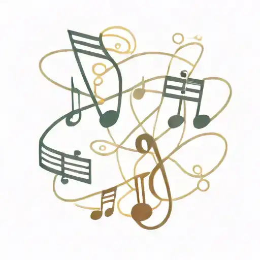 An abstract representation of music notes forming a circuit board tattoo design idea