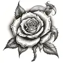 Burning rose and moon tattoo design idea