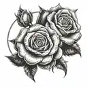 Burning rose and moon tattoo design idea