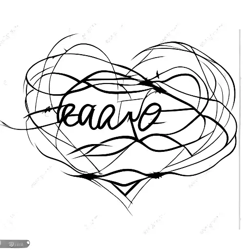 Barbed Wire heart with name  tattoo design idea