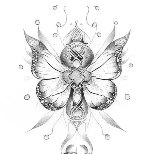 A dotwork tattoo of a music staff with butterflies as the notes tattoo design idea