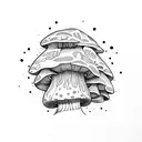 mushroom, pine trees ,bugs, flowers. tattoo design idea