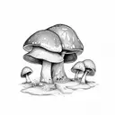 mushroom trees bugs. tattoo design idea