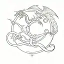 celestial with dragons tattoo design idea