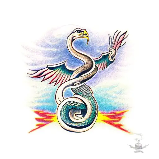 snake with eagle tattoo design idea