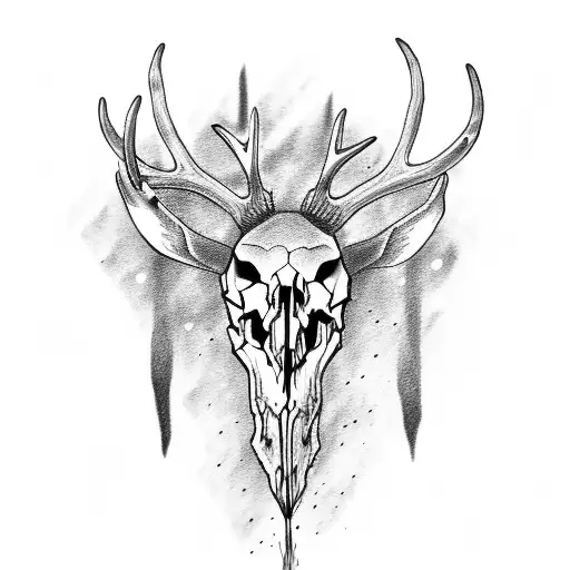 shaman deer skull tattoo design idea