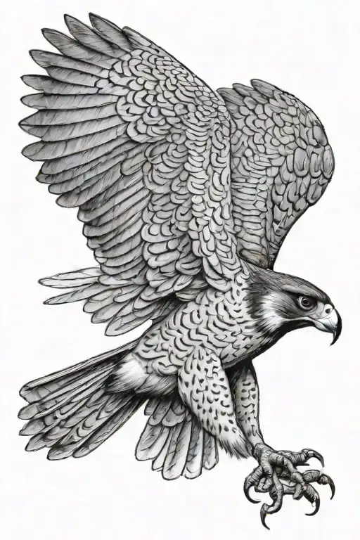 Peregrine Falcon flying tattoo design idea