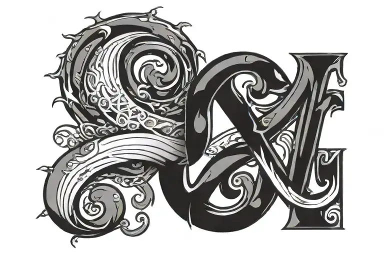 initials c.w.m with a little black heart next to it  tattoo design idea