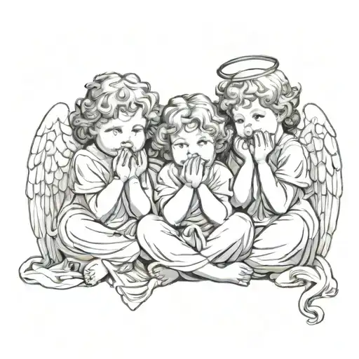 angels see no evil speak no evil hear no evil tattoo design idea