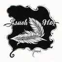 feathers and scroll with verse Isaiah 40:31 fully written out  tattoo design idea