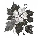 half and half Maple leaf and four leaf clover made tattoo design idea