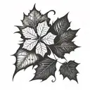half and half Maple leaf and four leaf clover made tattoo design idea
